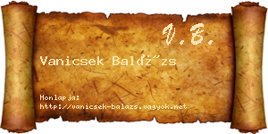 Vanicsek Balázs névjegykártya